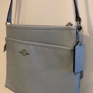 NWT Coach crossbody - powder blue pebbled leather